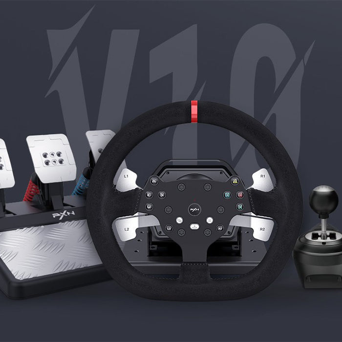 PXN V10 3-in-1 Detachable Force Feedback Racing Wheel with 900 Degree Switch Button, Dual Paddle Shifters and Adjustable Pedal for PC, PS4, Xbox Series