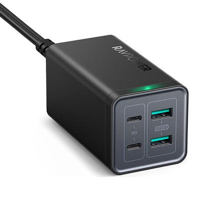 [CLEARANCE] RAVPower PD Pioneer 120W 4-Port USB High Speed Fast Desktop Charger with USB-C to Type-C Cable | RP-PC146