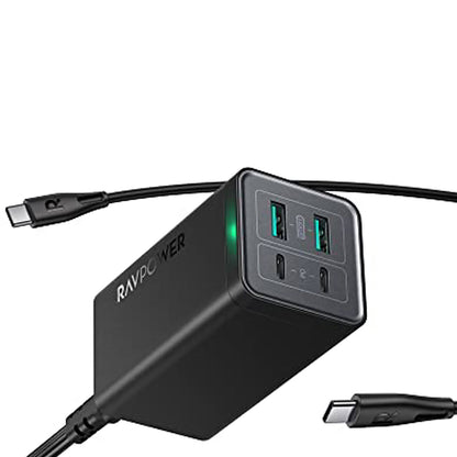 [CLEARANCE] RAVPower PD Pioneer 120W 4-Port USB High Speed Fast Desktop Charger with USB-C to Type-C Cable | RP-PC146