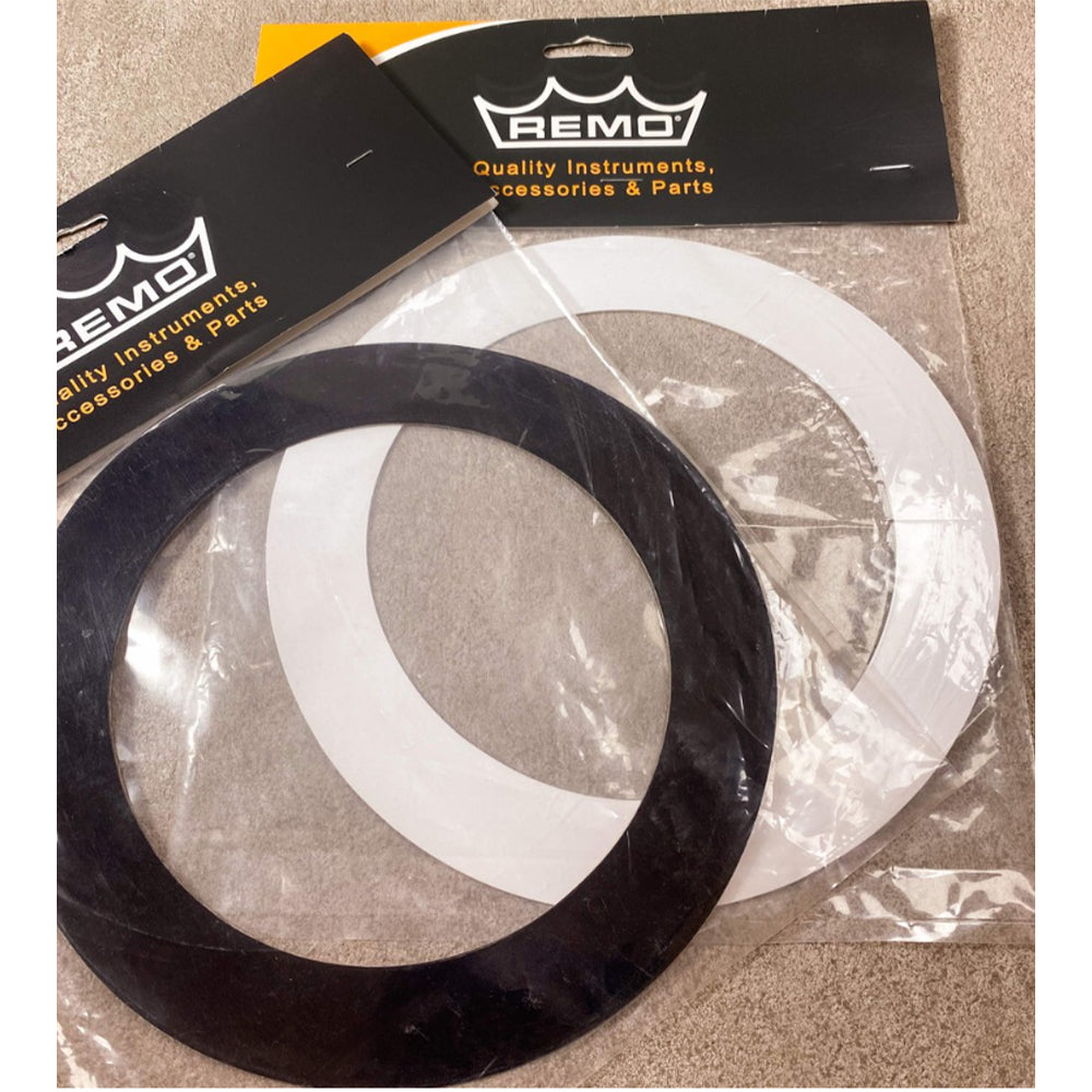 Remo 5" and 1/ 2" Dynamo Drumhead Quadura Hole Ring with High Adhesive Backing for Bass Drums (White, Black)