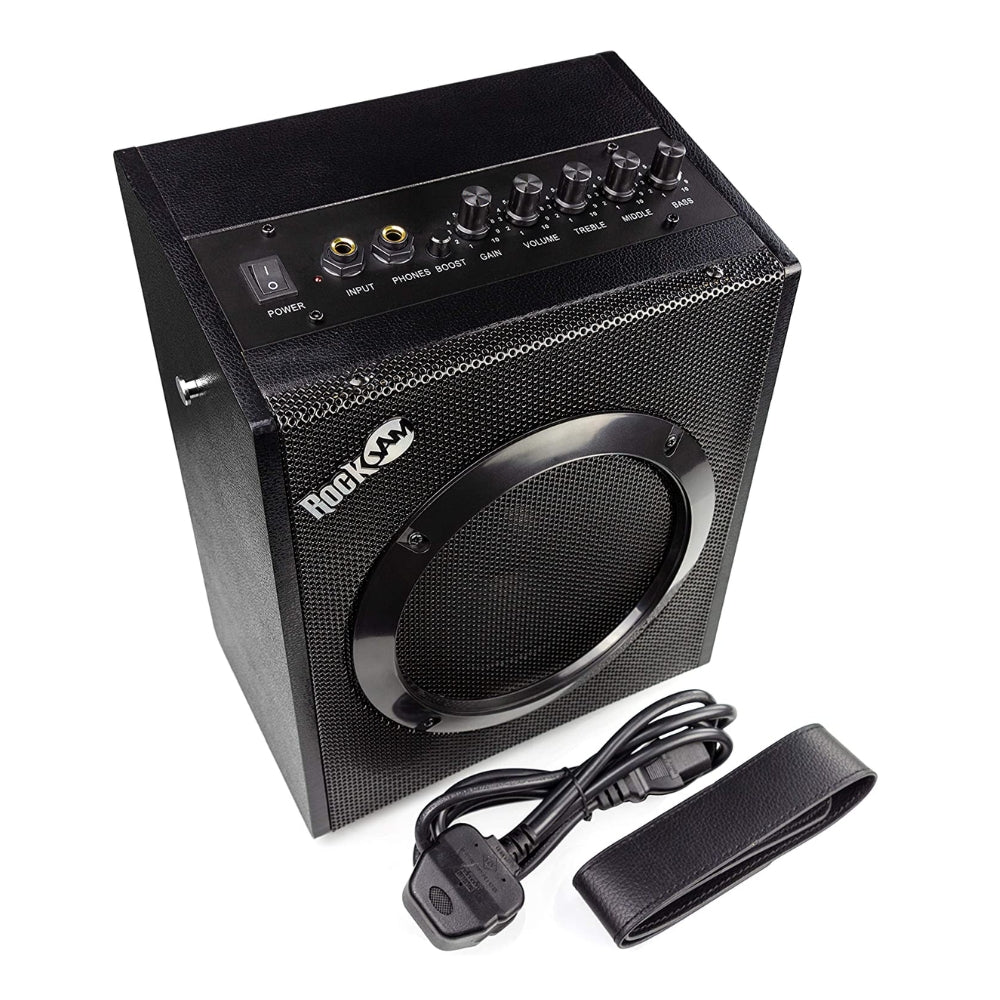 RockJam 20W Electric Guitar Amplifier with Headphone Output, Three-Band EQ, Overdrive & Gain Analog Controls | RJ20WAR2