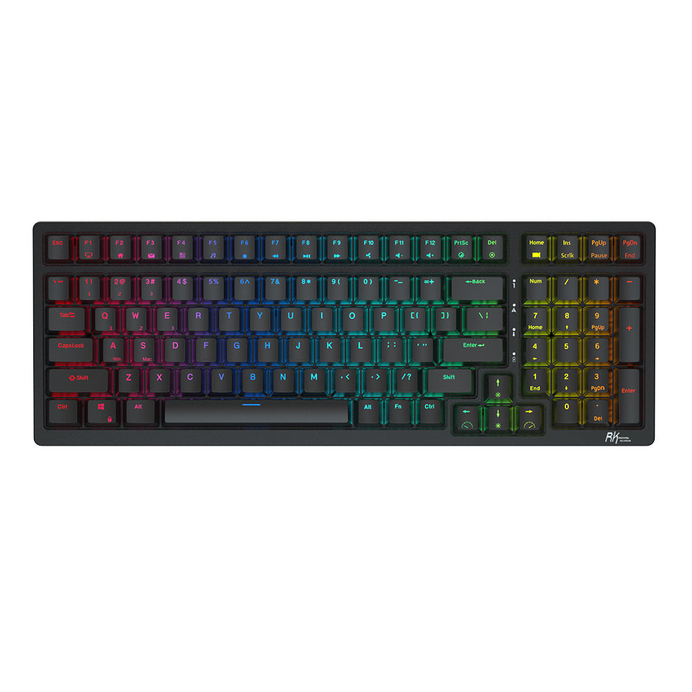 Royal Kludge RK RK98 RGB 98 Keys Tri-Mode Bluetooth 5.0, Wired and 2.4Ghz Wireless Mechanical Gaming Keyboard with Hot Swappable Switches (Available in Blue Clicky, Red Linear, Brown Tactile Switches)