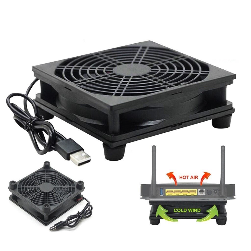 Argox 5V/12V External Quick Cooling Router Fan 1500-3000rpm Low-Noise Base Ventilation for PC, Modems, Router, TV Box| 1x, 2x, 4x Fan