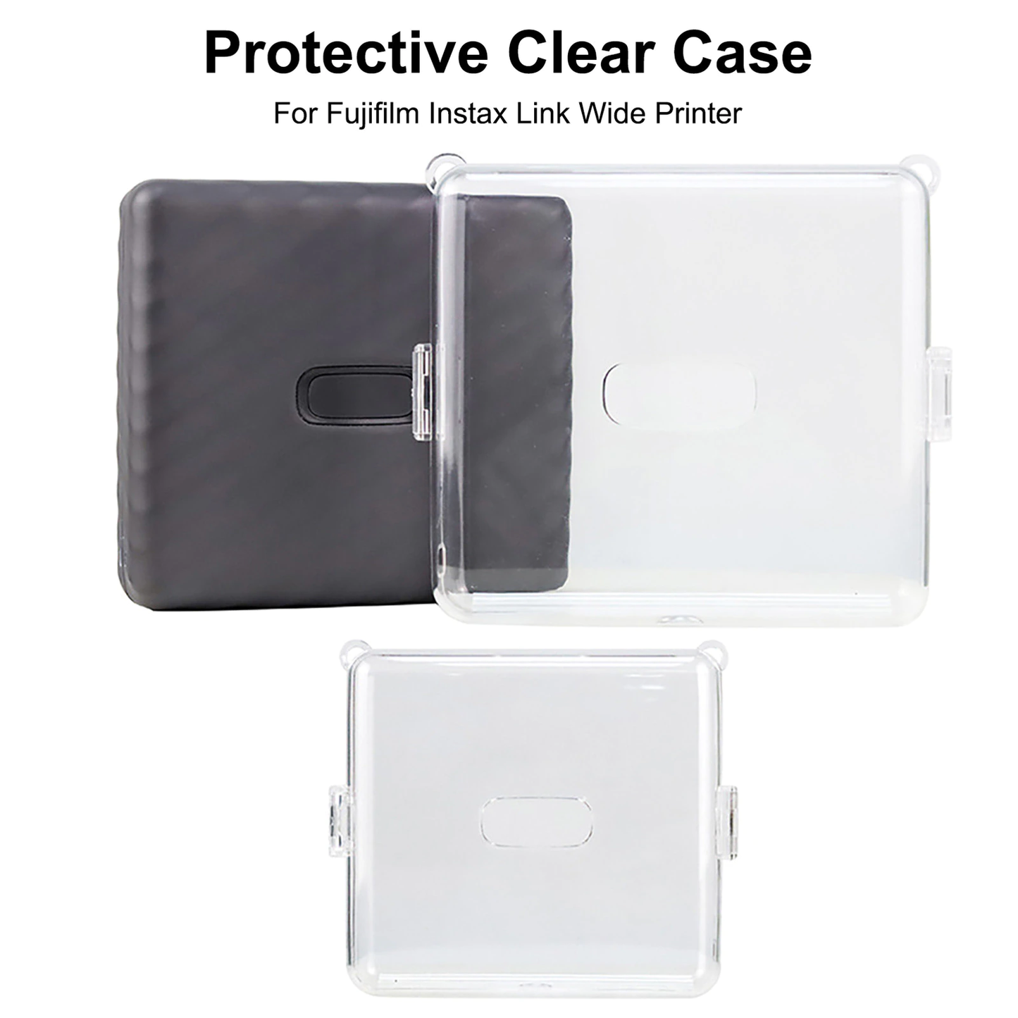 Pikxi Fujifilm Instax Link Wide Crystal Clear Protective Case with Removable Shoulder Strap Instant Film Printer Cover Hard Transparent Casing