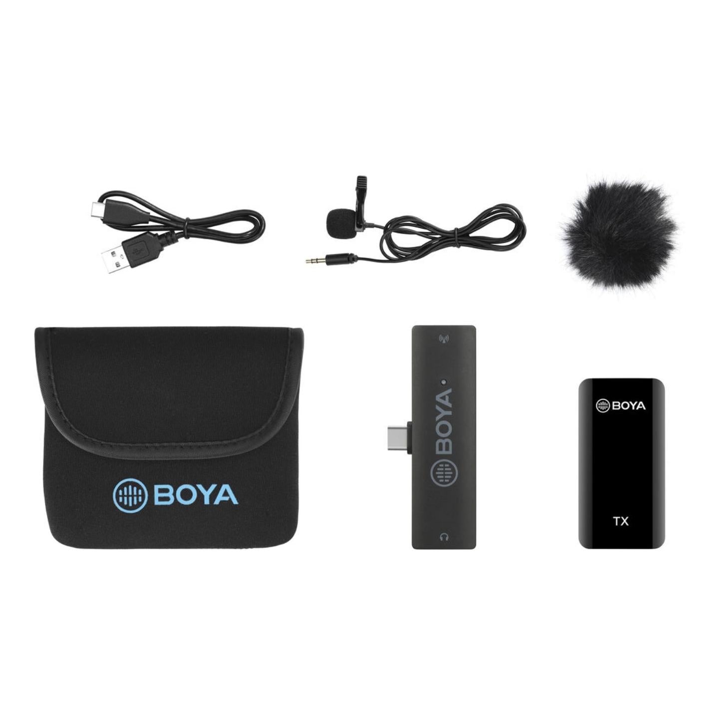 Boya BY-XM6 2.4GHz Dual-Channel Wireless Microphone System with USB Type-C, 100m Range Operation, RXD Receiver, 3.5mm TRS Jack for Smartphones, Tablet, PC | S5, S6