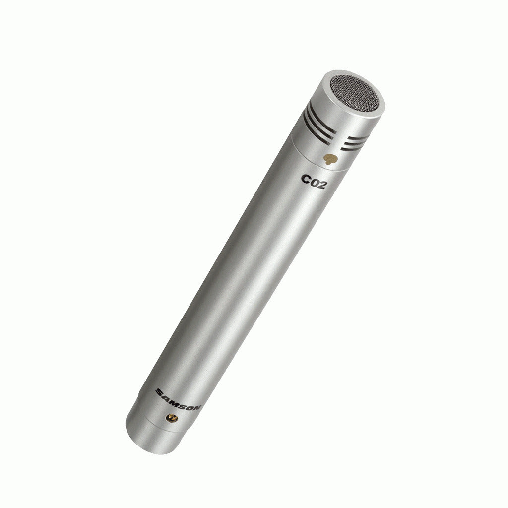 Samson C02 Pencil Cardioid Condenser Microphones with Gold Plated XLR Connectors (Available in Single and in Pair) for Studio, Recordings, Acoustics