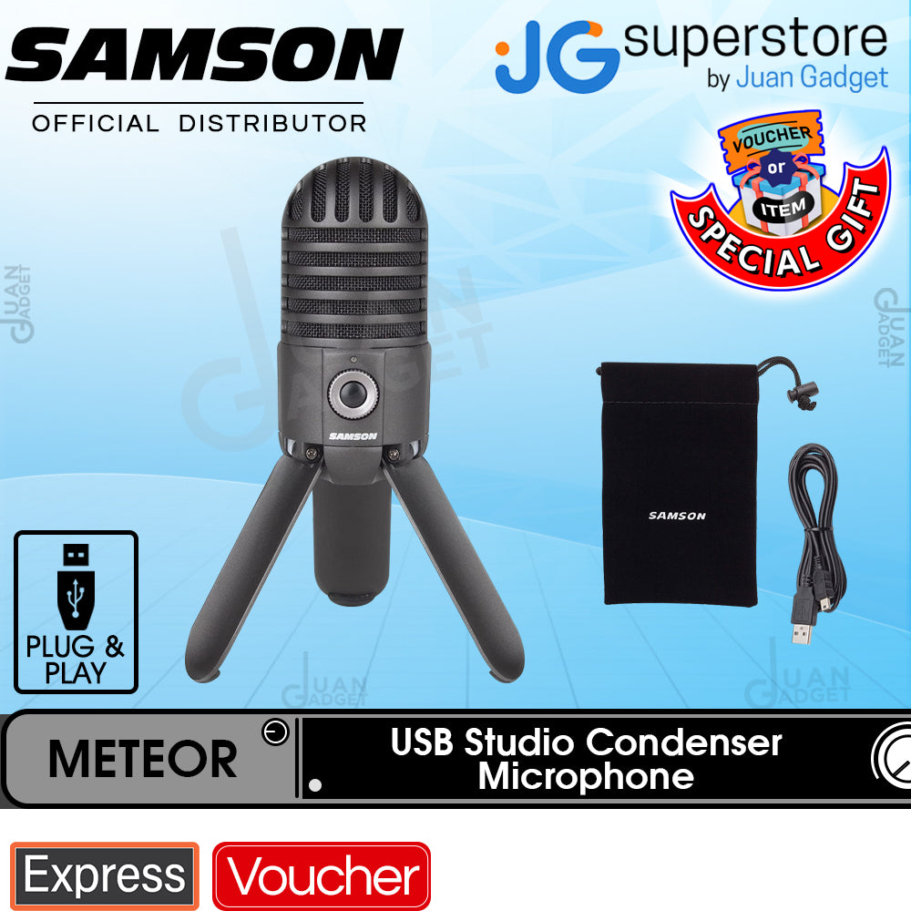 Samson Meteor Mic USB Studio Condenser Microphone Video Livestream Podcasting (Silver and Black)