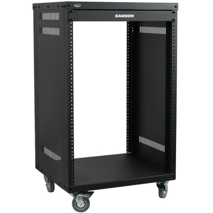 Samson SRK16 Universal Equipment 16 Rack Stand Heavy Duty Steel Construction with Caster Wheels, Fully Enclosed Sides