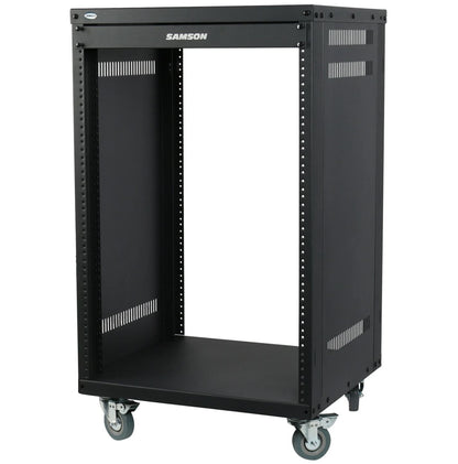 Samson SRK16 Universal Equipment 16 Rack Stand Heavy Duty Steel Construction with Caster Wheels, Fully Enclosed Sides