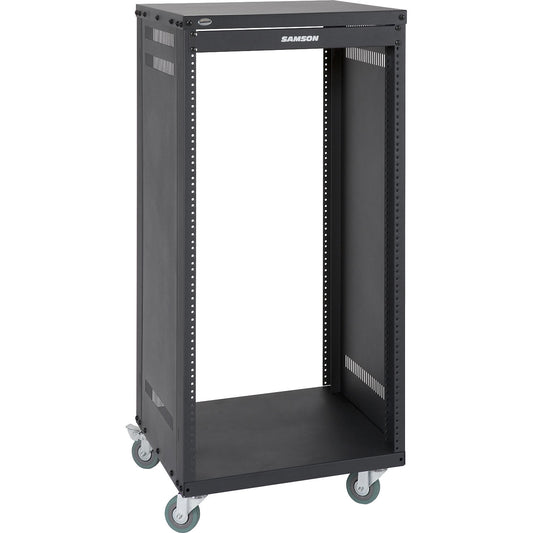 Samson SRK21 Universal Equipment 21 Rack Stand Heavy Duty Steel Construction with Caster Wheels, Fully Enclosed Sides