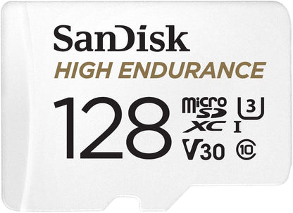 SanDisk HIGH ENDURANCE microSD Card U3, V30, 4K UHD SDXC Class 10, 100mb/s and 40mb/s Read and Write Speed with Adapter (32GB, 64GB, 128GB, 256GB)