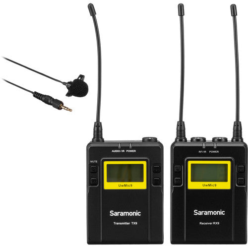 Saramonic UWMIC9 TX9 + RX9 Single Transmitter and Receiver Camera-Mount Wireless Omnidirectional Lavalier Microphone System with Auto-Scan Function and Wide Range Transmission for Videography and Audio Broadcasting