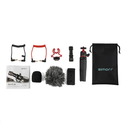 Simorr by Smallrig Vigor VK-40 Vlog Tripod Kit with Phone Holder, Cold Shoe Mount, Wave S1 Lite Microphone, Ball Head with Adjustable Height for Smartphones (Black) | 3511