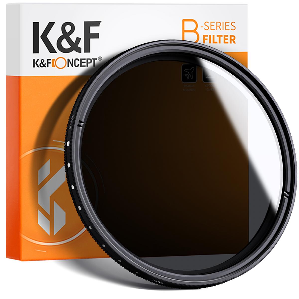 K&F Concept NANO-B Series Variable Neutral Density ND2 to ND400 Lens Filter with Circular Polarizer and Protective Cap for DSLR and Mirrorless Cameras | 67mm, 72mm, 77mm, 82mm