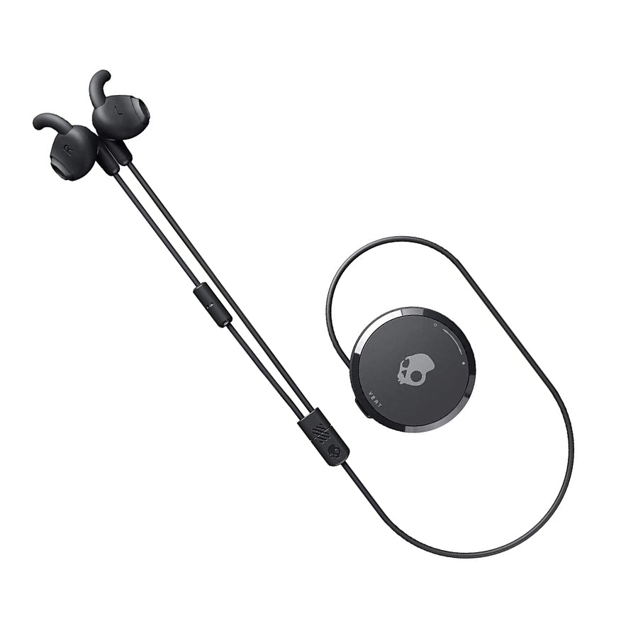 Skullcandy Vert Clip-Anywhere Wireless Earbuds with Microphone Sweat Water Resistant IPX4 Bluetooth Earphones for Biking, Hiking, and Outdoor Sports (Black)