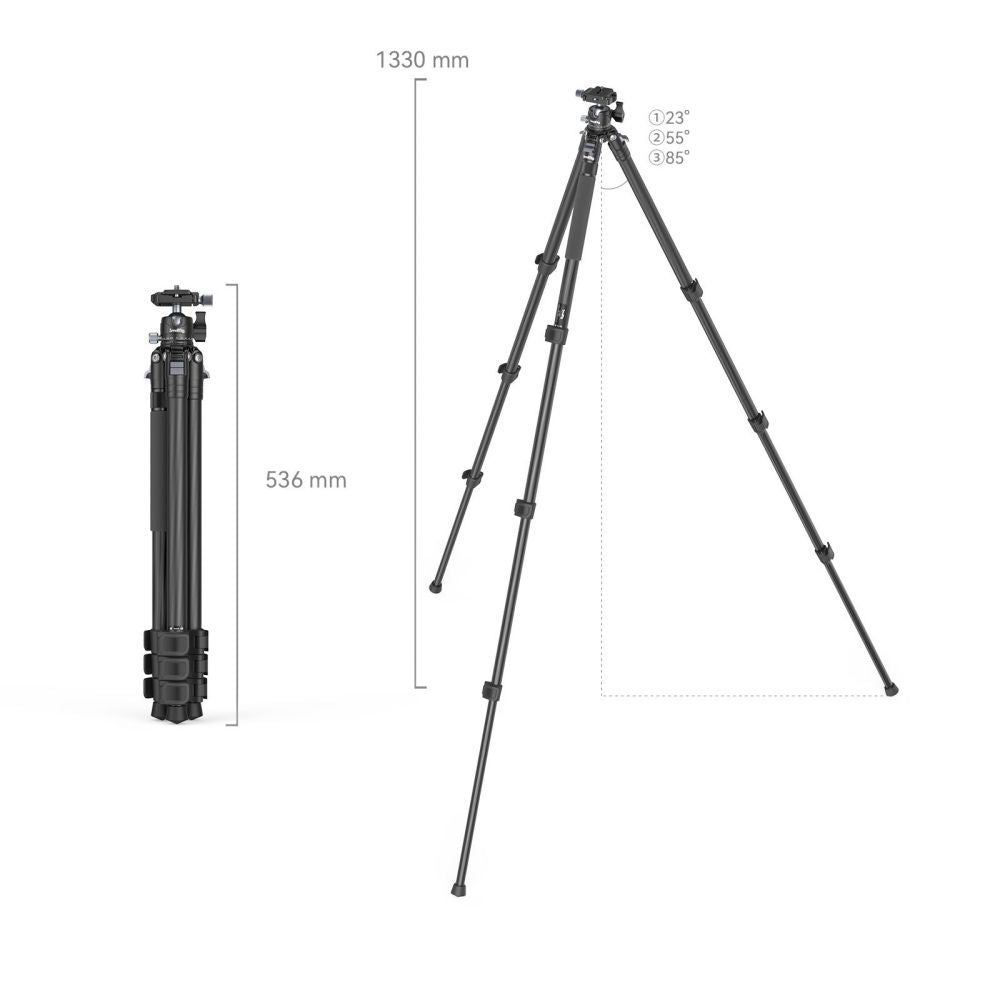 SmallRig AP-10 4-Section Carbon Fiber Travel Tripod and Tilt and Swivel Ball Head with 12Kg Load Capacity and Damping Adjustment Knobs for Outdoor Shooting | 4060