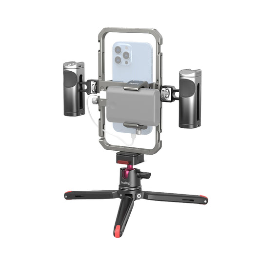 SmallRig All-in-One Pro / Basic Video Kit for Smartphone with Wireless Control, Dual Side Handles, 1/4"-20 Threading Mounts, Mobile Phone Cage for Horizontal and Vertical Vlogging | 4120, 4121