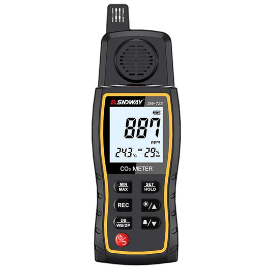 Sndway SW-723 Carbon Dioxide Detector Co2 Air Monitor Meter Gas with LCD Screen, Auto-backlight, Alarm Display and Sound