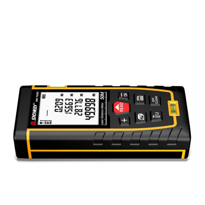 Sndway SW-TG50 Laser Rangefinder 165ft/50m Precise Digital Distance Meter with 4-Line Segment LCD Display, Non-Beam Hazard Class 2 Laser, IP54 Rating Water-Resistant | Measuring Tool