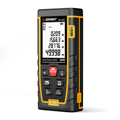 Sndway SW-TG50 Laser Rangefinder 165ft/50m Precise Digital Distance Meter with 4-Line Segment LCD Display, Non-Beam Hazard Class 2 Laser, IP54 Rating Water-Resistant | Measuring Tool