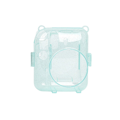 [CLEARANCE] Pikxi CM12 Fujifilm Instax Mini 12 Protective Glitter Crystal Transparent Camera Case Bag Dust and Scratch Proof with Shoulder Strap (Mint Green)
