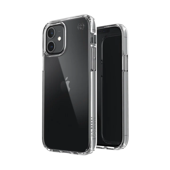 Speck Presidio Perfect Clear iPhone 12/Pro Transparent Phone Case with Raised Bezel, Shock Barrier Technology and Microban Anti-Microbial Protection