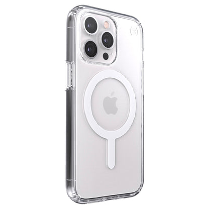 [CLEARANCE] Speck Presidio Perfect-Clear iP-13 Pro Transparent Phone Case with Raised Bezel, MagSafe Compatible, Shock-Proof Barrier Technology and Microban Anti-Microbial Protection