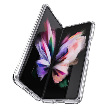 [CLEARANCE] Speck Presidio Perfect Clear Samsung Galaxy Z Fold3 5G Transparent Phone Case with Foldable and Quick Access Groove Construction, Innovative Impact Technology and Microban Anti-Microbial Protection