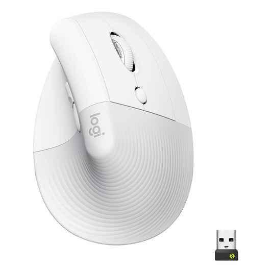 Logitech Lift Wireless Bluetooth Vertical Ergonomic Mouse with 4 Programmable Shortcut Buttons Up to 4000 DPI and 24 Month Battery Life for PC Desktop and Laptop Computers (Off-White)