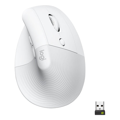 [CLEARANCE] Logitech Lift Wireless Bluetooth Vertical Ergonomic Mouse with 4 Programmable Shortcut Buttons Up to 4000 DPI and 24 Month Battery Life for PC Desktop and Laptop Computers (Off-White)