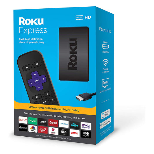 Roku Express 3930 HD Streaming Media Player with HDMI Cable and Remote