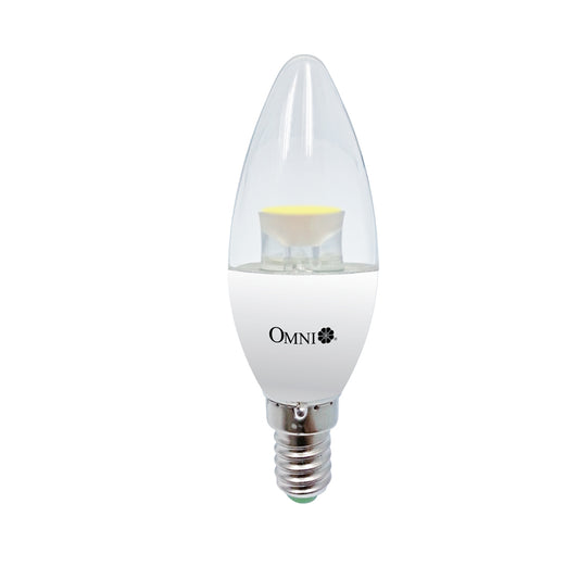 OMNI Clear LED Candle Light Bulb 4W 220V E14 Base with 6500K/2700K Daylight & Warm White, Clear European Style Cover, 270 Degree Beam Angle, 20,000 Hours of Operation, Energy Saving for Interior Lighting | LCC35E14-4W
