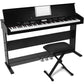 Alesis Virtue 88 Key Electronic Upright Piano with 360 Premium Voices USB MIDI 1/4-Inch AUX Output and Built-In Effects Pedals (Piano Bench included) (Black, White)