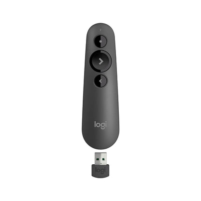 Logitech R500s Wireless Bluetooth Presentation Remote with Built in Red Laser Pointer and 20m Max Transmission Range for PC and Laptop Computers (Graphite)