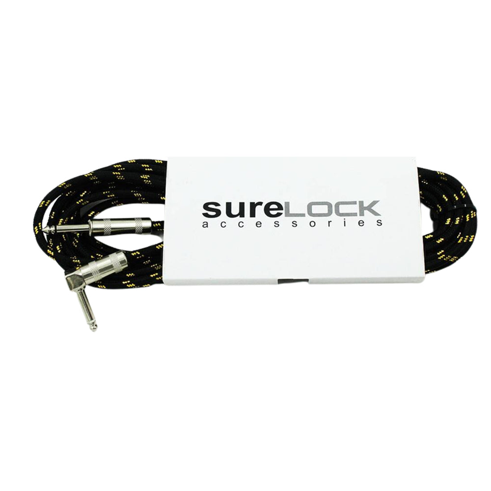 Surelock 20ft Nylon Braided Instrument Cable with 1/4-inch Male to Male Plugs for Guitars and Keyboards (Straight and Angled) | BC30