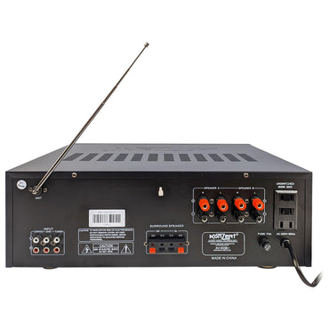 Konzert AV-303B+ 200W x2 2-Channel Multimedia Karaoke Amplifier with A and B & Surround Sound Output, Bluetooth / USB / SD Card Slot and FM Radio Tuner with RCA and 2 Mic Input