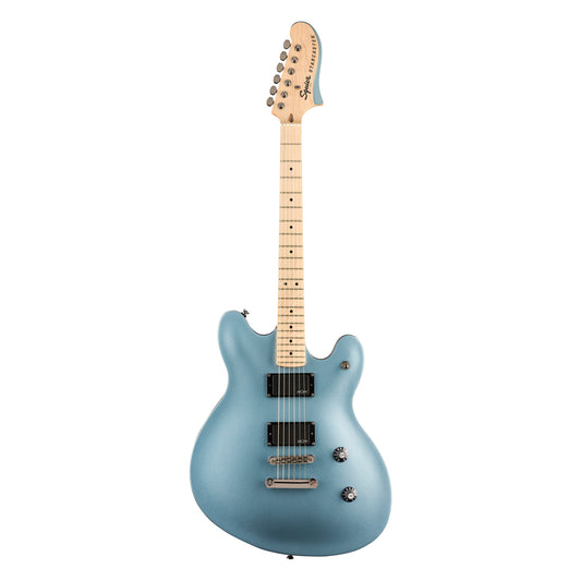 Squier by Fender Contemporary Active Starcaster Electric Guitar with HH Pickup, Semi Hollow Body, Maple Neck, Adjustable Bridge (Ice Blue Metallic)