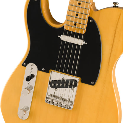 Squier by Fender Classic Vibe '50s Telecaster Electric Guitar SS Vintage Gloss with Single Coil Pickup, Nickel-Plated Hardware, 21 Frets (Butterscotch, White)