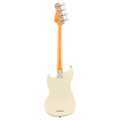 Squier by Fender Classic Vibe '60s Mustang Bass Electric Guitar Vintage Style LRL with Split Coil Pickup, Nickel Plated Hardware (White, Green)
