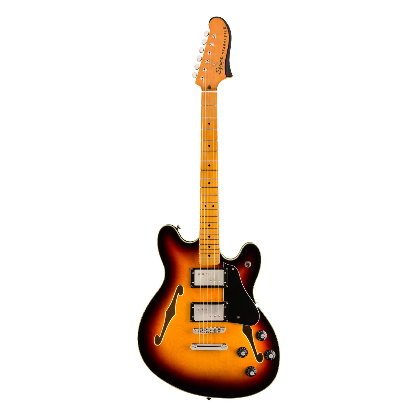 Squier by Fender Classic Vibe Starcaster Electric Guitar with HH Pickup, Semi Hollow Body, Maple Fingerboard, Adjustable Bridge (3-Color Sunburst, Natural, Walnut)