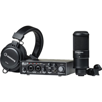 [CLEARANCE] Steinberg UR22C Recording Bundle Pack Desktop Audio Interface with 2x2 USB Gen 3.1 I/O, ST-H01 Studio Monitor Headphones and ST-M01 Condenser Studio Microphone for Studio and Home Recording
