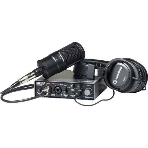 Steinberg UR22C Recording Bundle Pack Desktop Audio Interface with 2x2 USB Gen 3.1 I/O, ST-H01 Studio Monitor Headphones and ST-M01 Condenser Studio Microphone for Studio and Home Recording