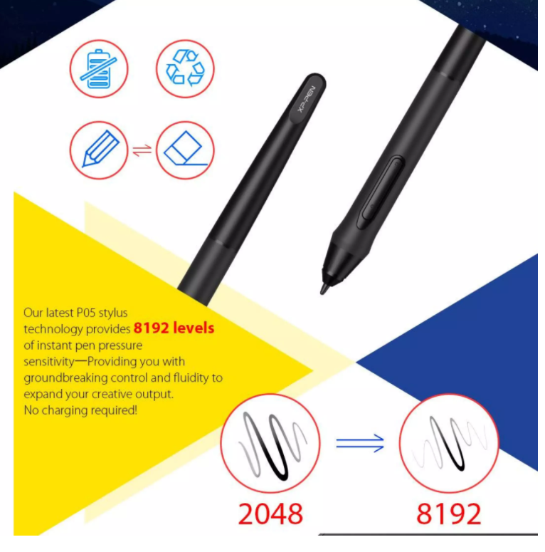XP-Pen DECO03 Wireless Drawing Tablet 10 x 5.62 inch  with Battery-Free Stylus Pen, 8192 Pressure Sensitivity Levels and 6 Shortcut Keys for Windows, Mac OS and Digital Arts