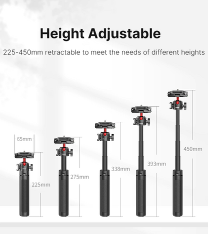 Ulanzi 2469 MT-41 2 in 1 Adjustable Mini Tripod with 4 Sections Extendable Function and Cold Shoe Mount Design Perfect for Livestream, Vlogging and Video Shooting