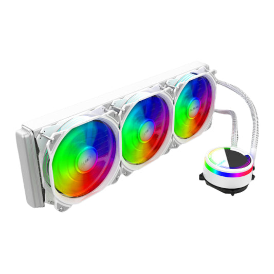 Alseye MAX360 Max Series 360mm Liquid Cooler with RGB Support and Remote Control for AMD and Intel Maintream Processors (White, Black)