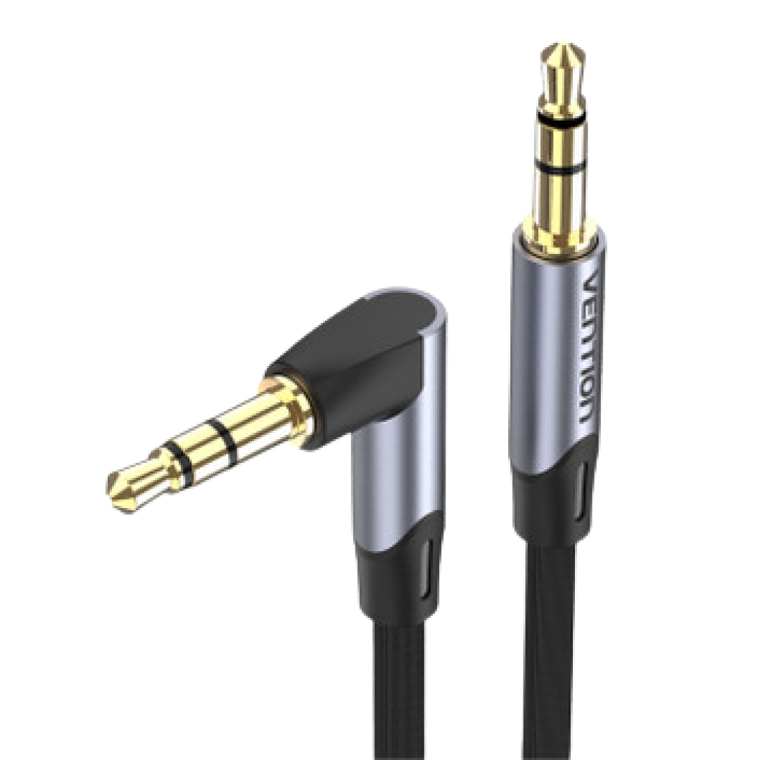 Vention 3.5mm Right Angle Male to 3.5mm Male Gold Plated (BAN) Audio Cable for Car Audio, Speakers, Amplifiers, Mobile Phones, Laptops (Available in Different Lengths)