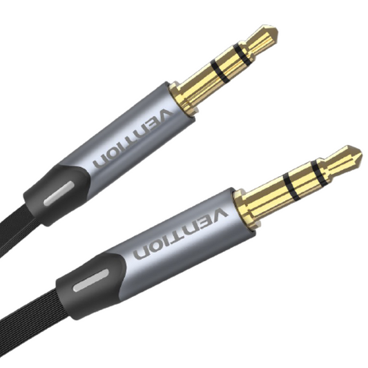 Vention TRS 3.5mm Male to TRS 3.5mm Male Flat Gold Plated (BAP) Audio Cable for Car Audio, Mobile Phones, Speakers, Laptops (Available in 1M, 1.5M, 2M, 3M, 5M)