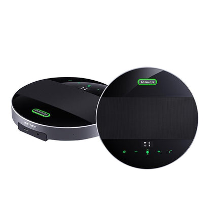 Tenveo TEVO M5B Portable Omnidirectional Bluetooth 5.0 Conference USB Speakerphone with Built-in 4 Microphones, 360 Degree Pickup, 10M Max Wireless Range and 8000mAh Li-Ion Battery and 14 Hours Max Playtime for Conference Meetings