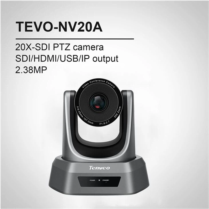 Tenveo TEVO-NV20 Series HD 1080P SDI/HDMI/USB Video Conference PTZ Camera Plug and Play with 350 / 90 Degree Pan and Tilt, 20x Optical Zoom and IR Remote Control for Meetings and Livestreaming | NV20A, NV20U