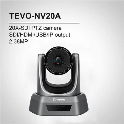 Tenveo TEVO-NV20 Series HD 1080P USB Video Conference PTZ Camera Plug and Play with 350 / 90 Degree Pan and Tilt, 20x Optical Zoom and IR Remote Control for Meetings and Livestreaming